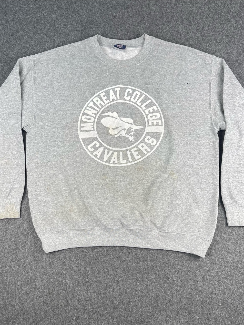 Vintage 90’s Montreat College Cavaliers Sweatshirt Mens Large Gray Distress Boxy